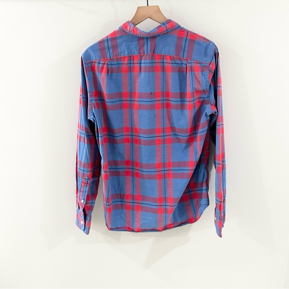 J. Crew Men’s Button Front Shirt Blue Red Plaid Size Medium - Picture 5 of 5